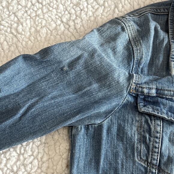 Levis Jean Jacket Women Medium Blue Trucker Biker Western Denim Button Up Top - Picture 10 of 13